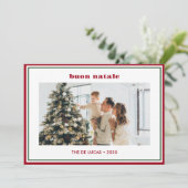 Modern Minimal Red Border Photo Buon Natale シーズンカード (スタンド正面)