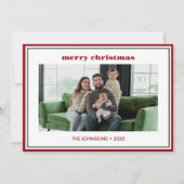 Modern Minimal Red Border Photo Holiday Card シーズンカード (正面)