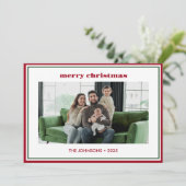 Modern Minimal Red Border Photo Holiday Card シーズンカード (スタンド正面)