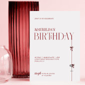 Modern Minimal Red Burgundy Bow Birthday 招待状