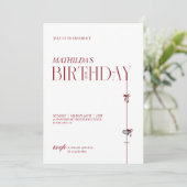 Modern Minimal Red Burgundy Bow Birthday 招待状 (スタンド正面)