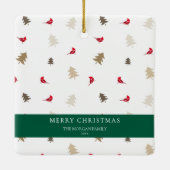 Modern Minimal Red Cardinal Christmas Tree Pattern セラミックオーナメント (裏面)