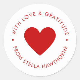 Modern Minimal Red Heart  ラウンドシール