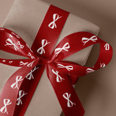 Modern minimal red white bow Christmas gift wrap サテンリボン