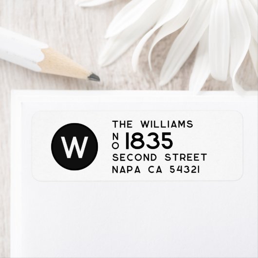 Modern Minimal Return Address Monogram  ラベル (インサイチュ)