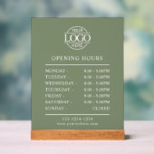 Modern Minimal Sage Green Business Opening Hours アクリルサイン (ニュートラル)