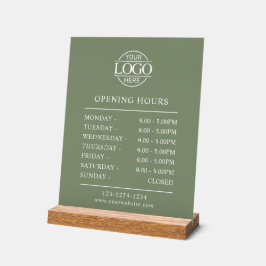 Modern Minimal Sage Green Business Opening Hours アクリルサイン