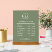 Modern Minimal Sage Green Business Opening Hours アクリルサイン (ウェディング)