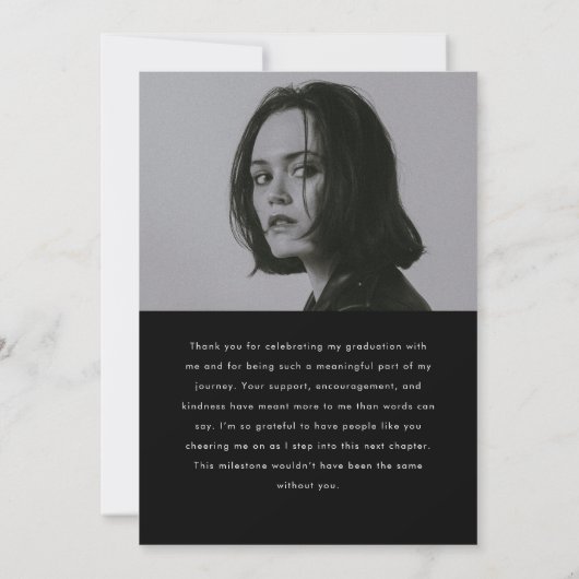 Modern Minimal Script 2-Photo Graduation Party サンキューカード (裏面)