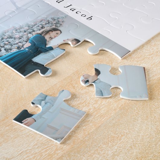 Modern Minimal Script 3 Photo Merry Christmas ジグソーパズル (側面)