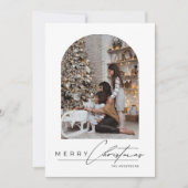Modern Minimal Script Arch Family Photo Christmas シーズンカード (正面)