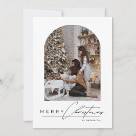 Modern Minimal Script Arch Family Photo Christmas シーズンカード