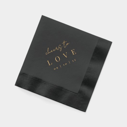 Modern Minimal Script Cheers to Love Wedding 箔ナプキン (左)