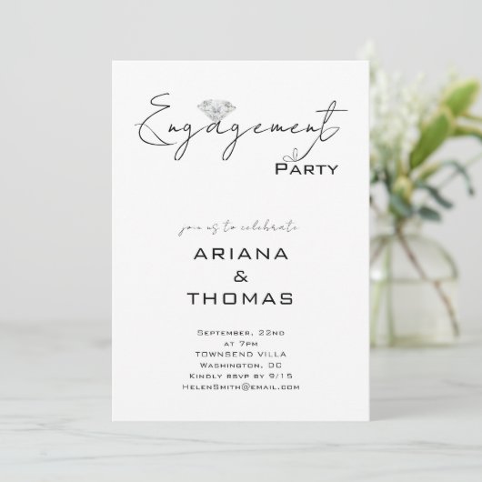 Modern Minimal Script Engagement Party Invitation 招待状 (スタンド正面)