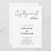 Modern Minimal Script Engagement Party Invitation 招待状 (正面/裏面)