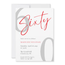 Modern Minimal Script Sixty 60th Birthday Party