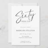 Modern Minimal Script Sixty 60th Birthday Party 招待状 (正面)