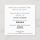 modern minimal script thank you for your order スクエア名刺 (裏面)