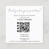 modern minimal script thank you for your order スクエア名刺 (裏面)