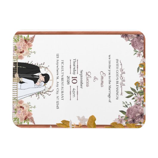 Modern Minimal Script Wedding Invitation – Emma &  マグネット (横)