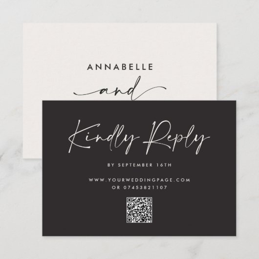 Modern Minimal Script Wedding RSVP with Stripe (正面/裏面)
