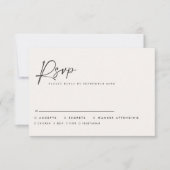 Modern Minimal Script Wedding RSVP with Stripe abc ノートカード (正面)