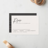 Modern Minimal Script Wedding RSVP with Stripe abc ノートカード (正面/裏面インサイチュ)