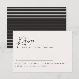 Modern Minimal Script Wedding RSVP with Stripe abc ノートカード