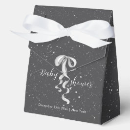 Modern Minimal Silver Bow Winter Snow Baby Shower フェイバーボックス
