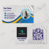 Modern Minimal Simple Professional QR code Photo 名刺 (正面/裏面)