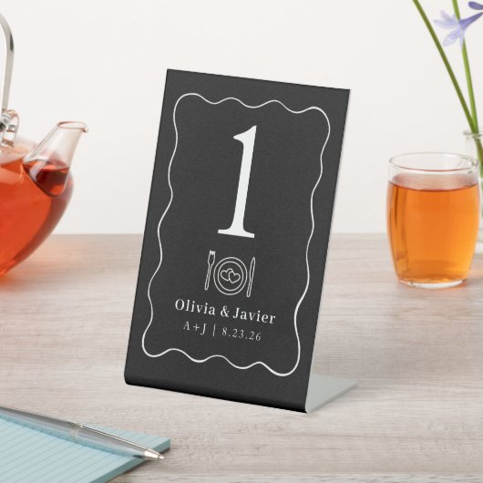 Modern Minimal Simple Wedding Table Numbers 台座サイン (インサイチュ)