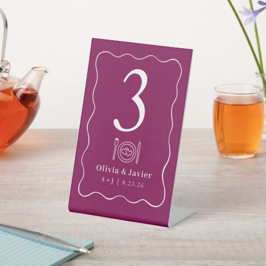 Modern Minimal Simple Wedding Table Numbers 台座サイン (インサイチュ)