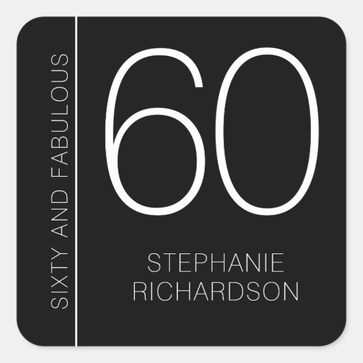 Modern Minimal Sixty and Fabulous 60th Birthday スクエアシール (正面)