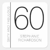 Modern Minimal Sixty and Fabulous 60th Birthday スクエアシール (正面)