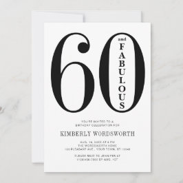 Modern Minimal Sixty and Fabulous 60th Birthday 招待状