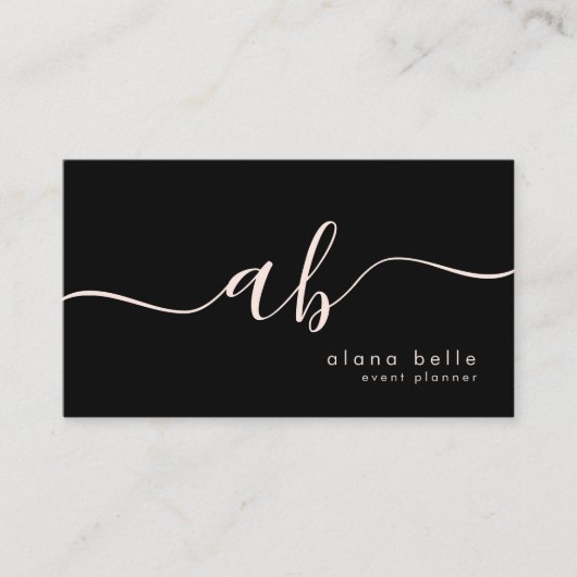 Modern, Minimal & Sophisticated Script Monogram 名刺 (正面)