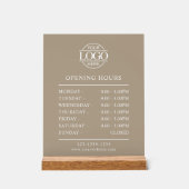 Modern Minimal Taupe Beige Business Opening Hours アクリルサイン (正面)