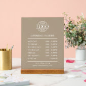 Modern Minimal Taupe Beige Business Opening Hours アクリルサイン (ウェディング)
