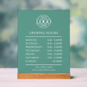 Modern Minimal Teal Green Business Opening Hours アクリルサイン (ニュートラル)
