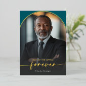 Modern Minimal Teal Retirement Party 箔招待状 (立ち正面)