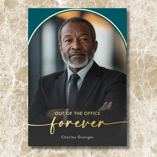 Modern Minimal Teal Retirement Party 箔招待状