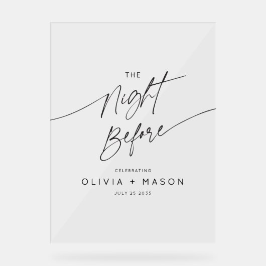 Modern Minimal The Night Before Wedding Welcome アクリルサイン (正面)