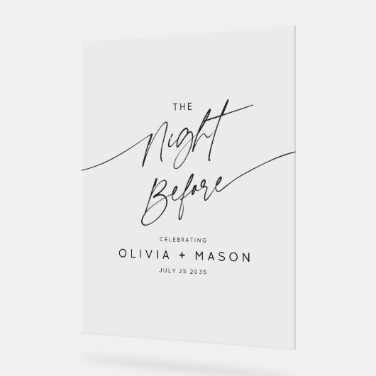 Modern Minimal The Night Before Wedding Welcome アクリルサイン (傾斜)