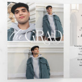 Modern Minimal Trendy Grad Photo Collage Graduate 三つ折り招待状 (内部最初)