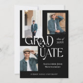 Modern Minimal Trendy Grad Photo Collage Graduate 案内状 (正面)
