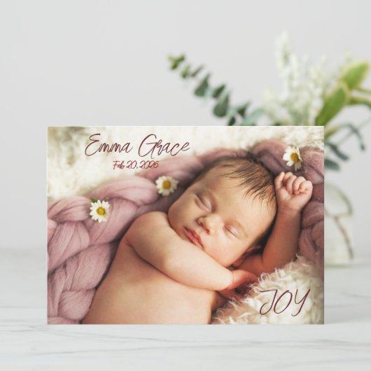 Modern Minimal Two Photo Birth Announcement 案内状 (スタンド正面)