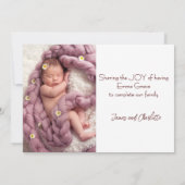 Modern Minimal Two Photo Birth Announcement 案内状 (裏面)