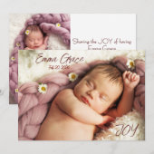 Modern Minimal Two Photo Birth Announcement 案内状 (正面/裏面)