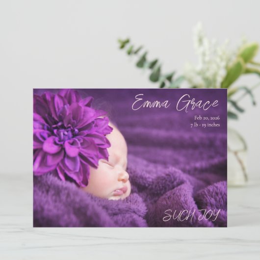 Modern Minimal Two Photo Birth Announcement 案内状 (スタンド正面)