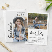 Modern Minimal Two Photo Graduation Party 招待状